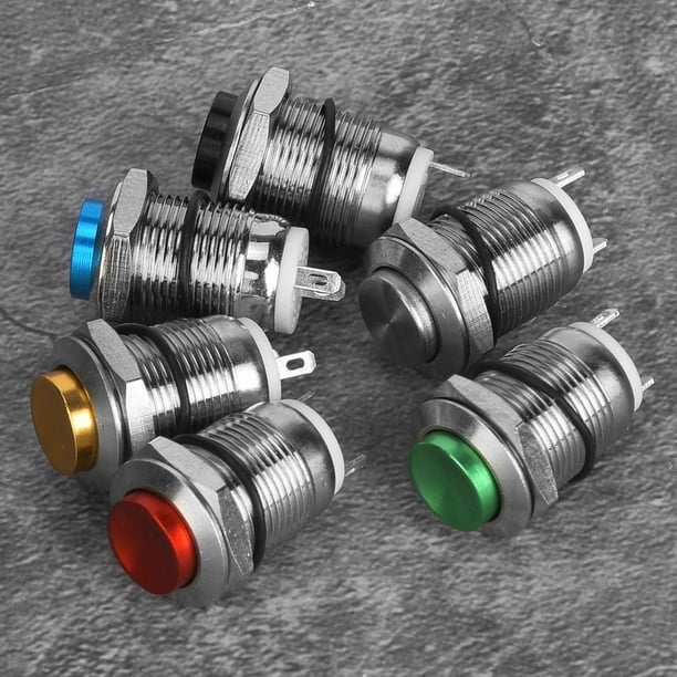 6Pcs Metal Button Switch 2 Pins IP67 Waterproof Reset without Light 12mm 6Pcs Metal Button Switch 2 Pins IP67 Waterproof Reset without Light 12mm